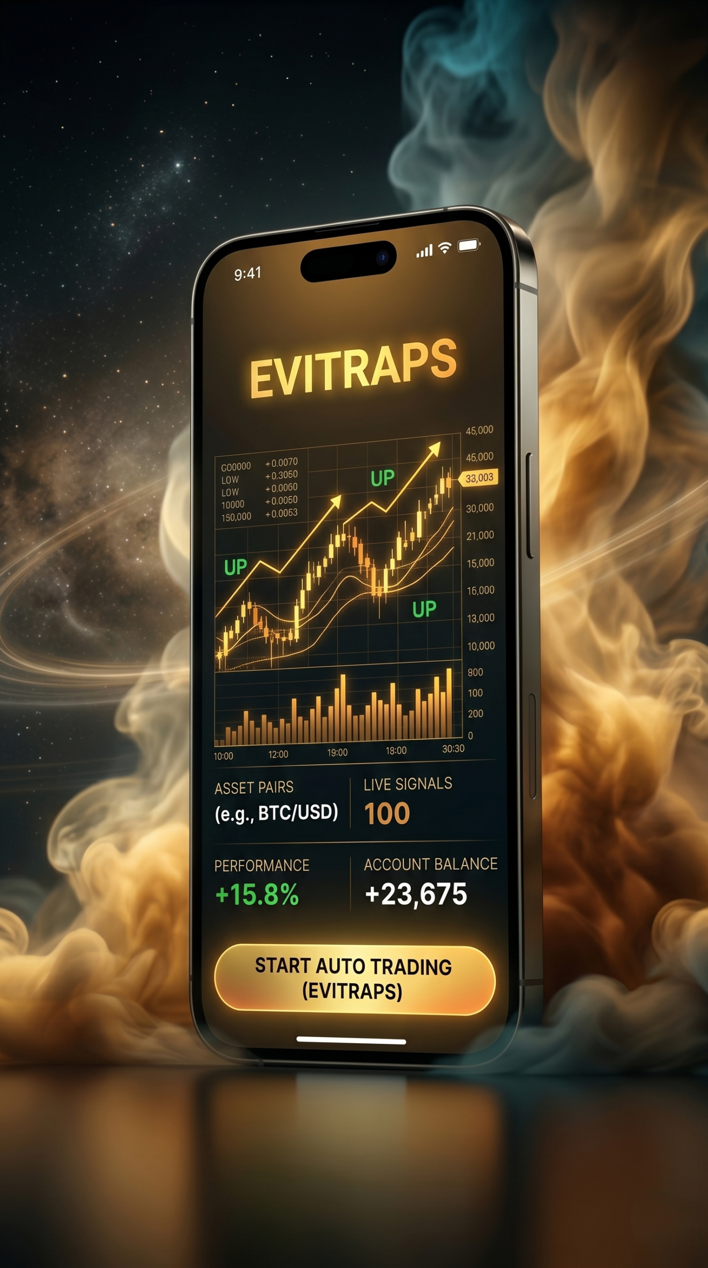 EVITRAPS AI Trading Mobile App Interface